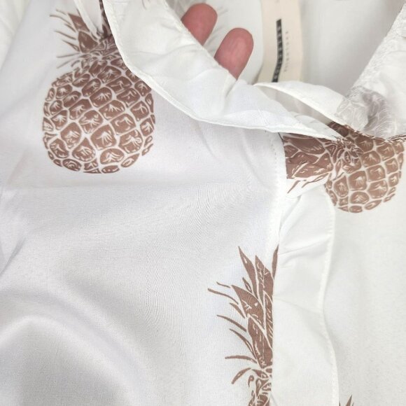 CBR Pineapple Print Pullover Blouse Ruffled Collar Women's Small - Picture 5 of 14